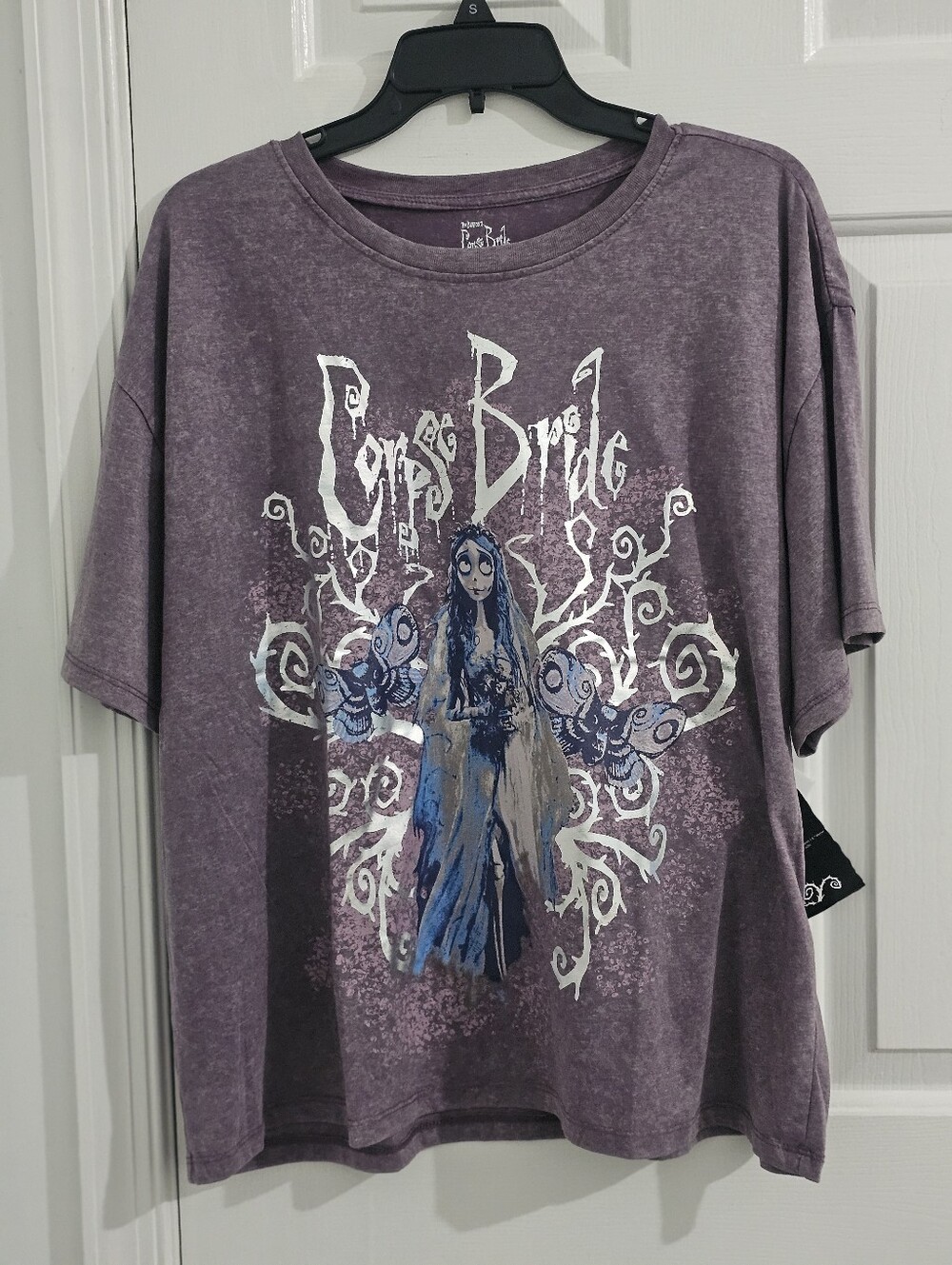 Corpse Bride Juniors Large Washed Purple Graphic Tee Halloween NWT